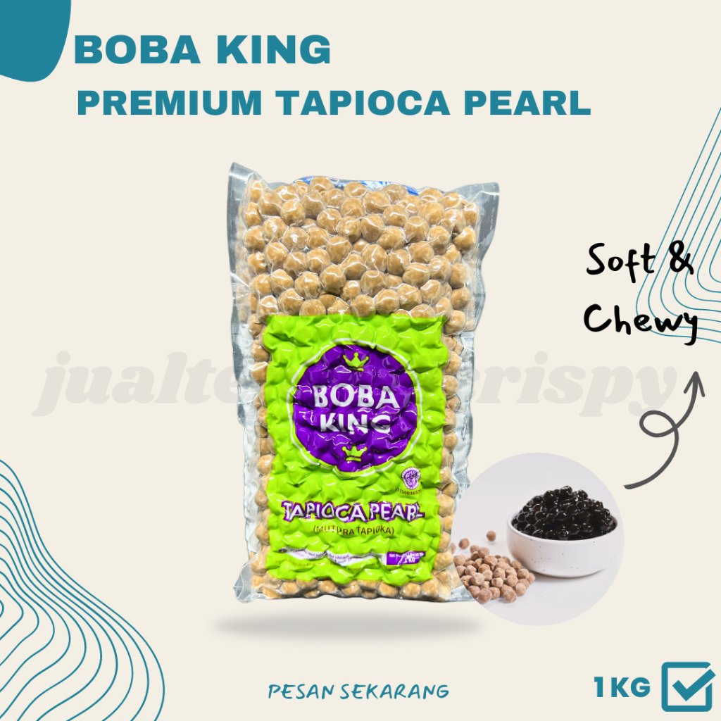 BOBA KING Premium Tapioca Pearls Original / Boba Instan Kemasan 1 Kg