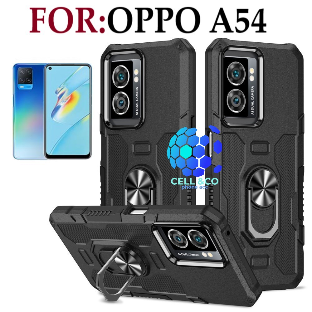 Case Armor OPPO A54 Iring Cincin Magnetic Kesing Hp Protect kamera Premium Hard Case Standing Robot Pelindung Kamera