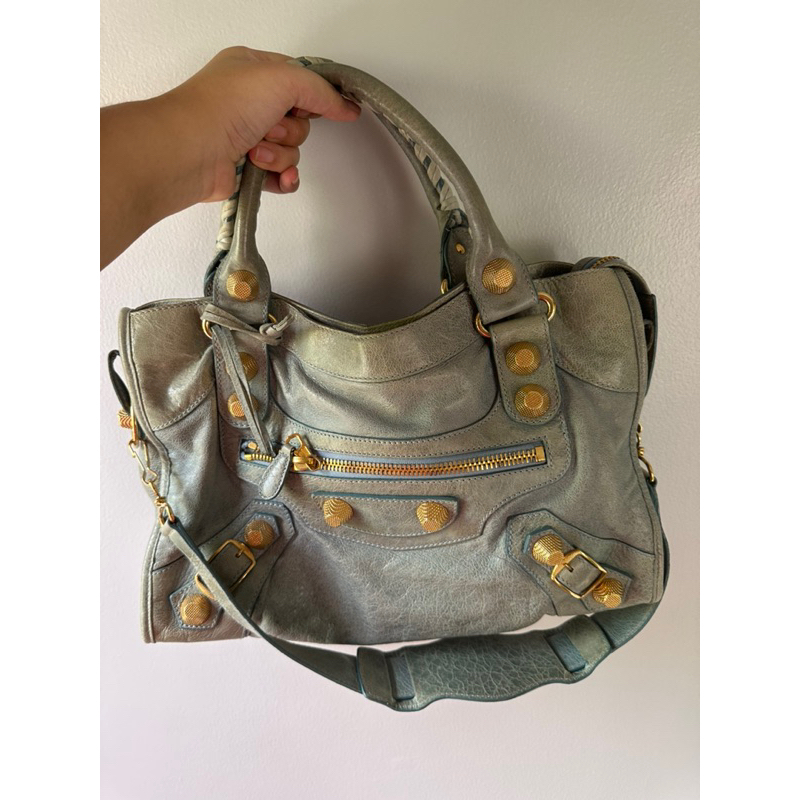 Authentic balenciaga city vintage blue green