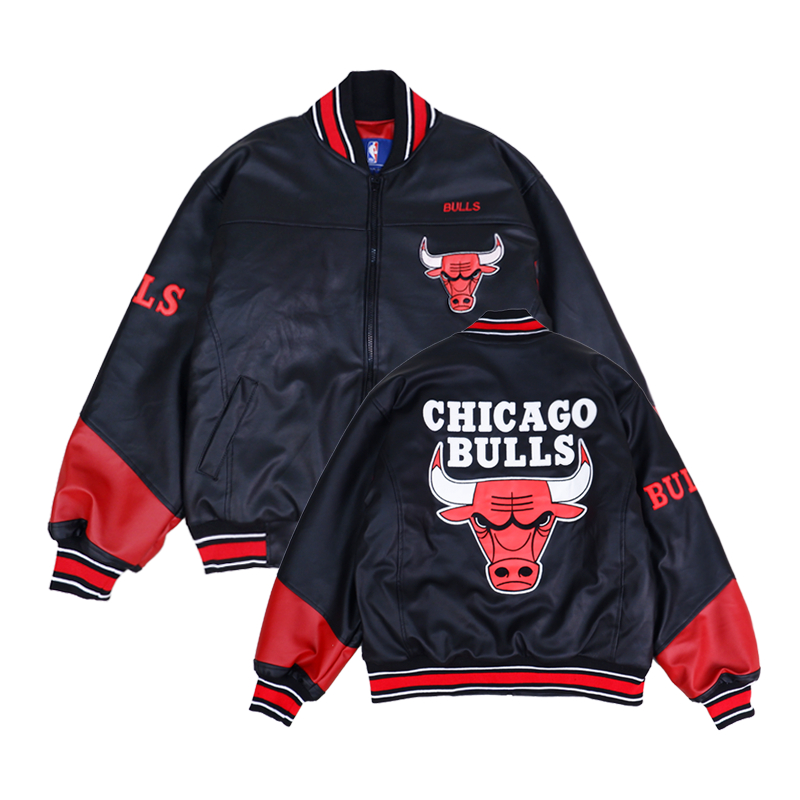 VARSITY JACKET CHICAGO BULLS LEATHER BASKETBALL SPORT PREMIUM UNISEX