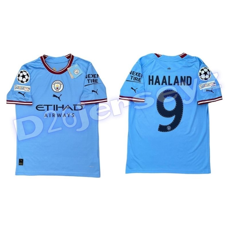 Jersey Man. CityY_ Home 2022 / 2023 + Nameset HAALAND 9 + Patch uCl