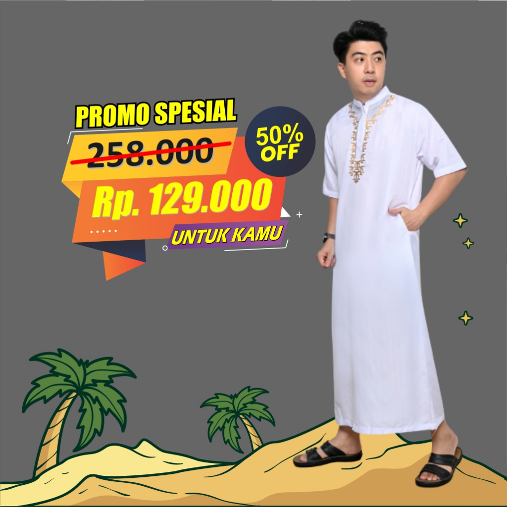 Baju Gamis Jubah Pria Lengan Pendek