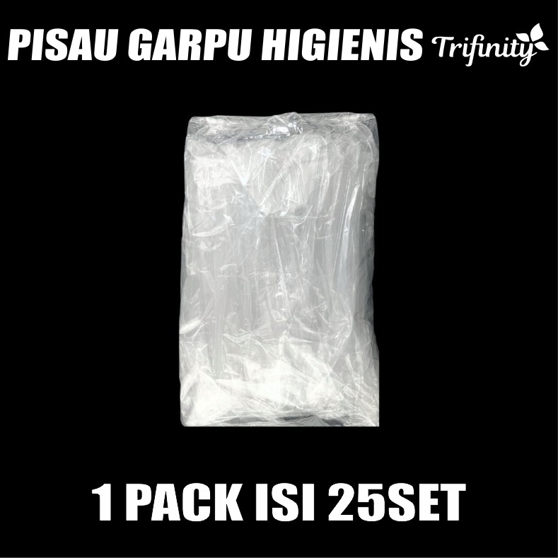 Pisau Garpu Makan Set Higienis Per Pack Plastik Steril Trifinity Murah SBY