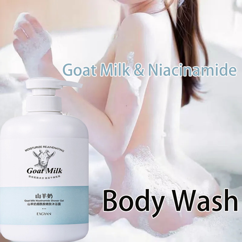 Pemutih Badan Sabun Badan Pemutih Sabun Cair 800ml Goat Milk Niacinamide Pemutih Permanen Singkirkan Kulit Kusam Kering Merinding Memutihkan Melembabkan Mencerahkan Kulit Wangi Tahan Lama