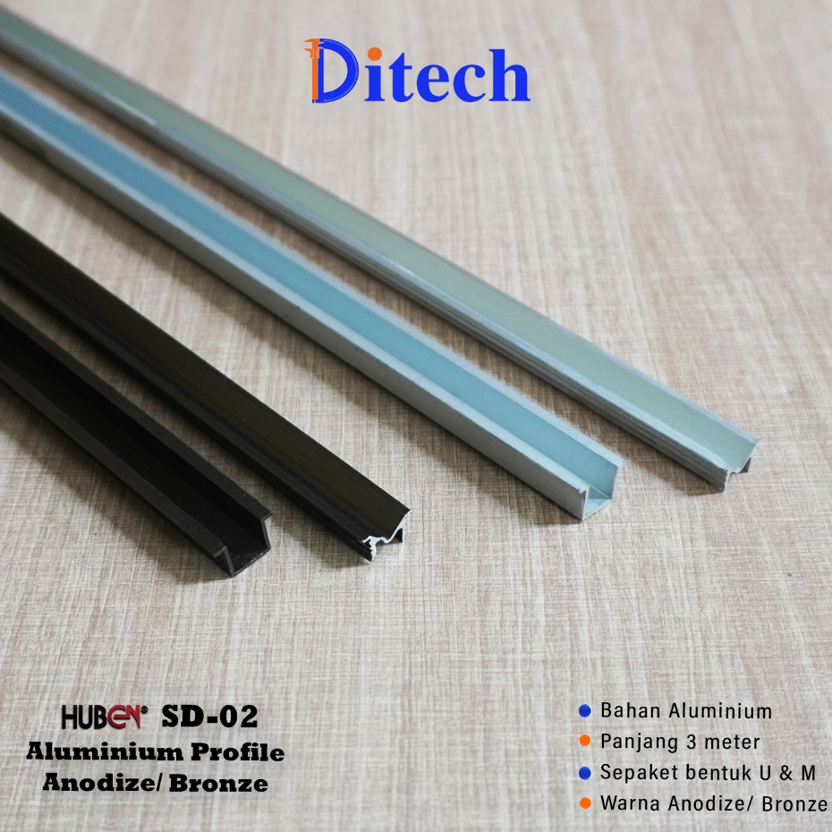 Rel Pintu Sliding Alumunium SD-02 Huben M+U [SET] Rel Atas + Rel Bawah SD 02