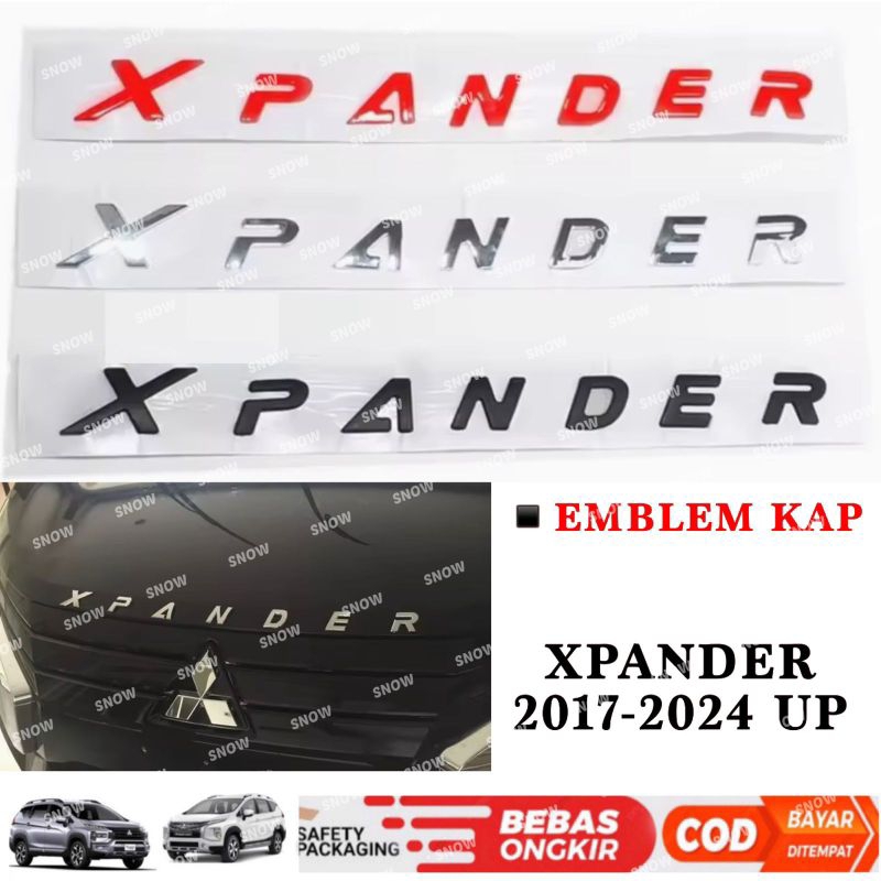 Emblem Kap Mesin Mobil Xpander 2017 2022 2023 2024 Hitam Merah Chrome