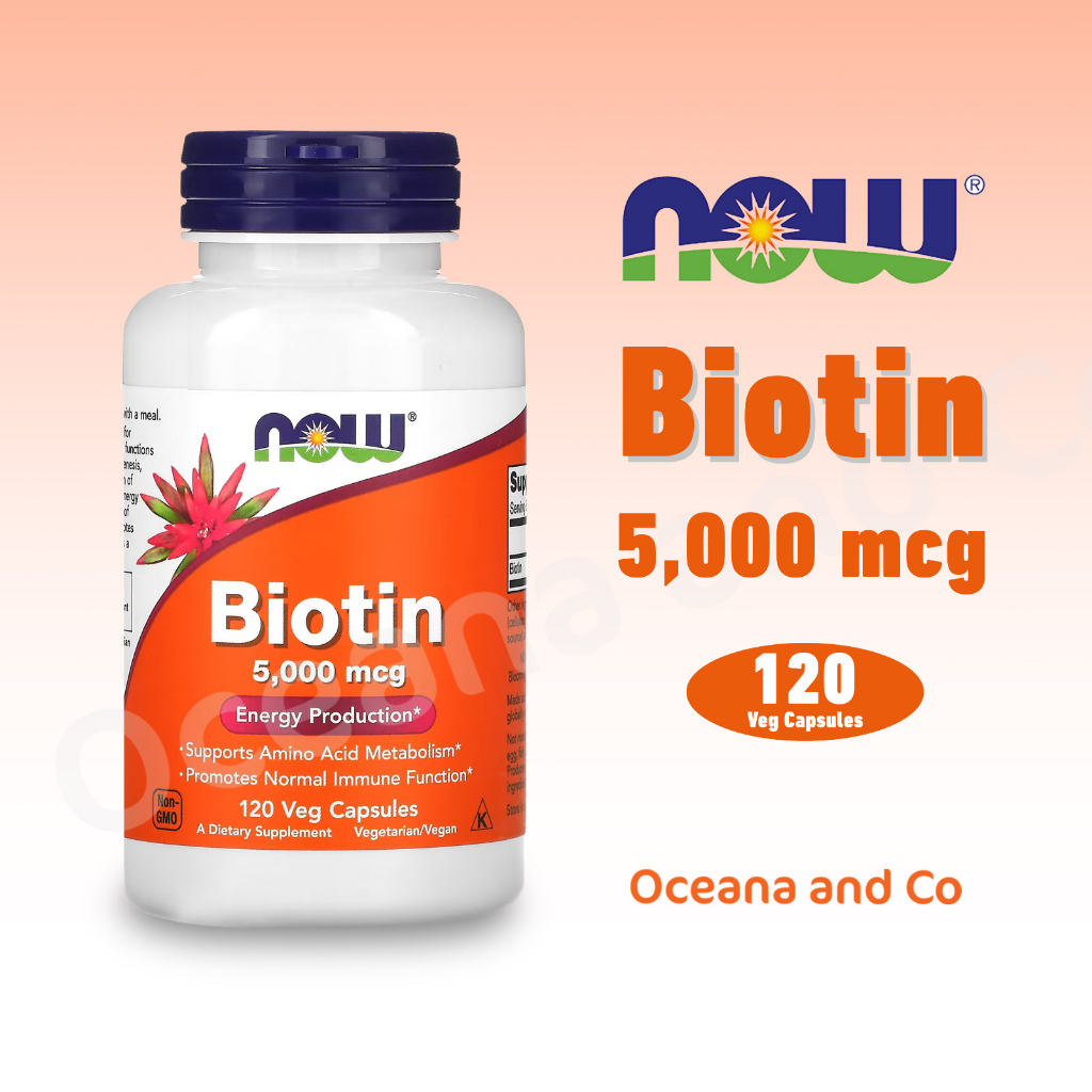 NOW Foods Biotin 5,000 mcg 120 Veg Capsules NOW Biotin 5000 mcg