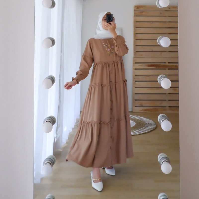 Bella Midi Dress || Dress shakila bordir || Dress Remaja Simple