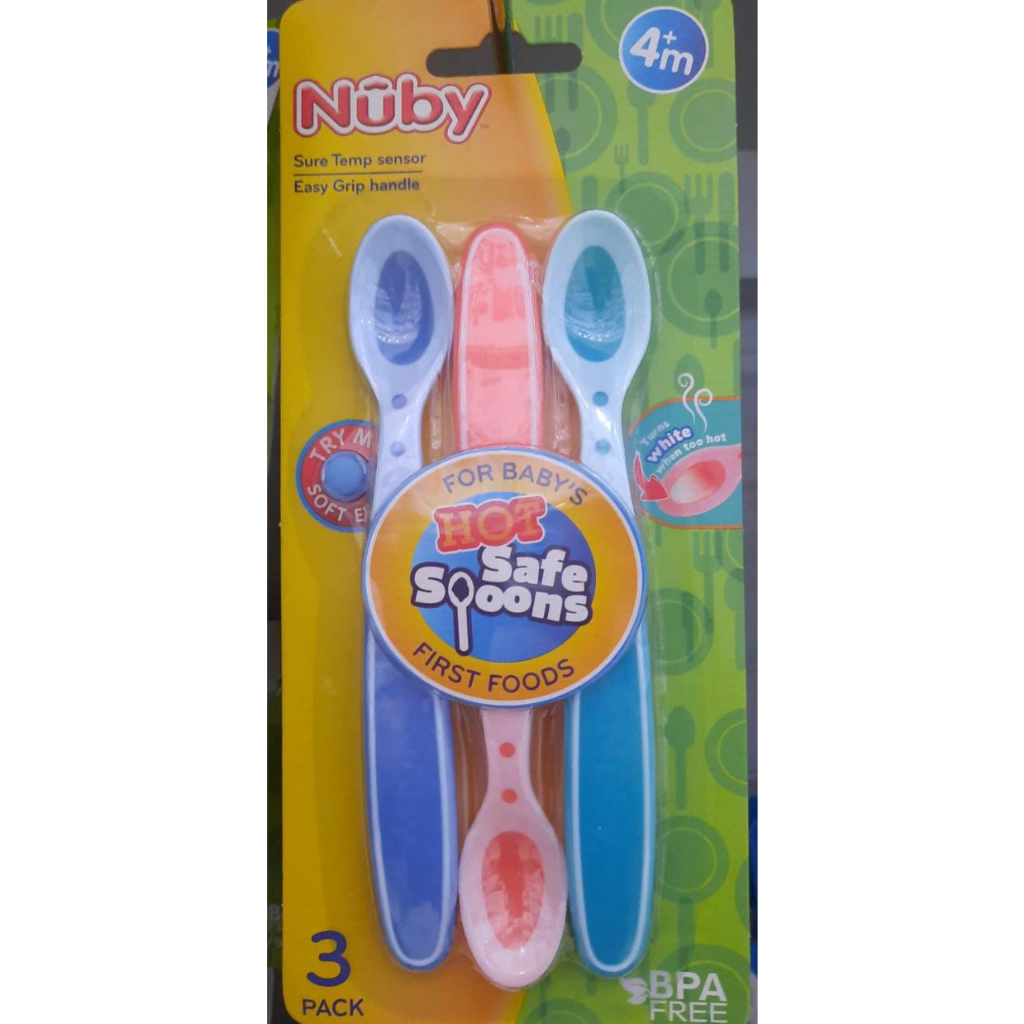 Nuby Kids Hot Safe Spoon isi 3 - Sendok Makan Anak Anti Panas