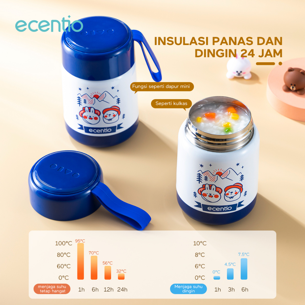 ecentio &amp; FOODI Termos Makanan Food Jar TAHAN 24hrs 300ml 304 stainless termos sup cooking portable seri&quot;Journey&quot;/termos kecil anti tumpah