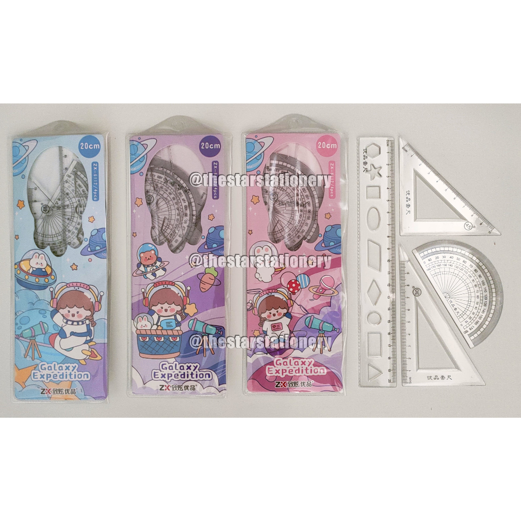 

( 1 Set isi 4 Pcs ) Penggaris Set Fancy / Penggaris Plastik / Penggaris Dompet / Penggaris Karakter