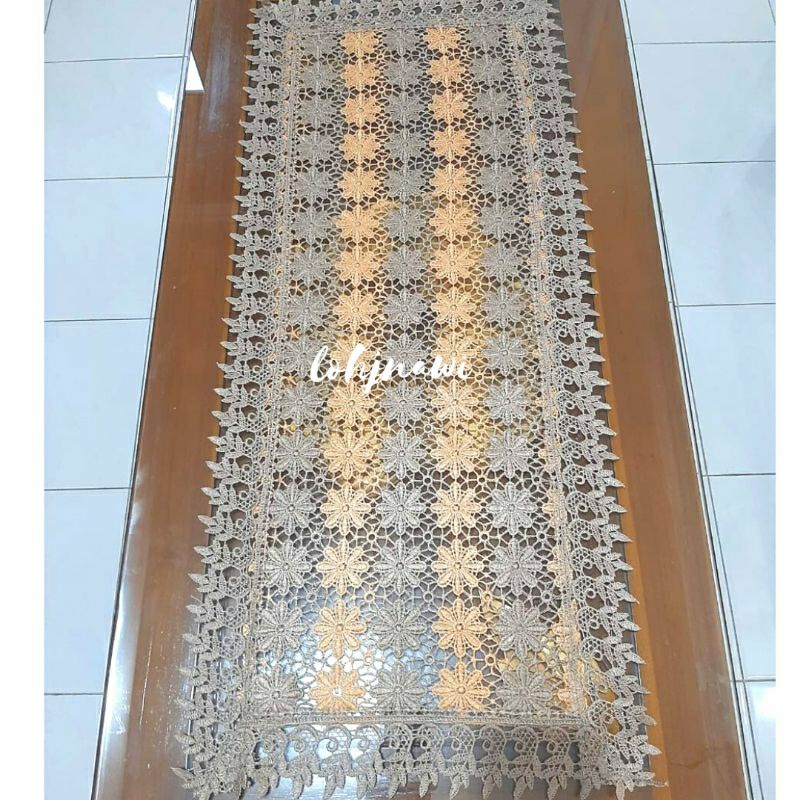 Taplak Meja Tamu Bordir 40x90 cm Mewah Premium Impor