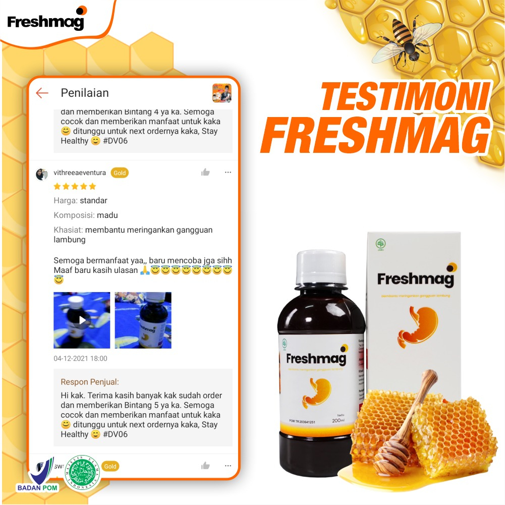 Madu Freshmag - Madu Atasi Asam Lambung Maag Kronis Akut Gerd Lancarkan Pencernaan GERD Lancarkan Sirkulasi Darah Isi 200ml