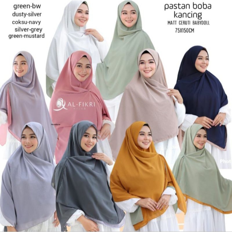 Hijab Pastanboba Kancing Pasmina Bolak Balik Bahan Ceruty Baby Premium Doll Non Pet ORIGINAL