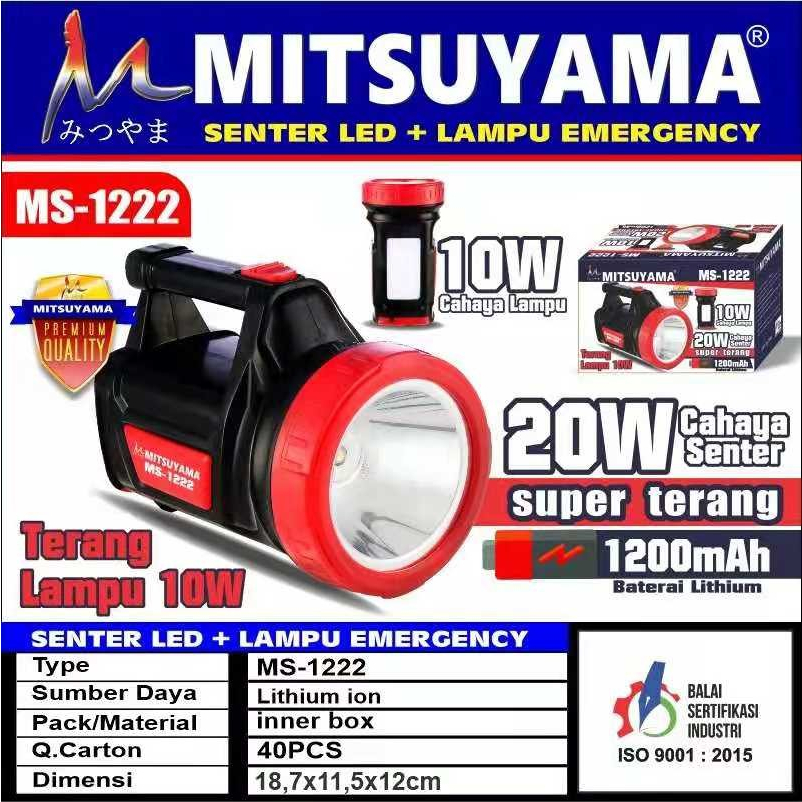 Senter Tangan Mitsuyama Super Terang 20 Watt MS-1222 Cahaya Putih