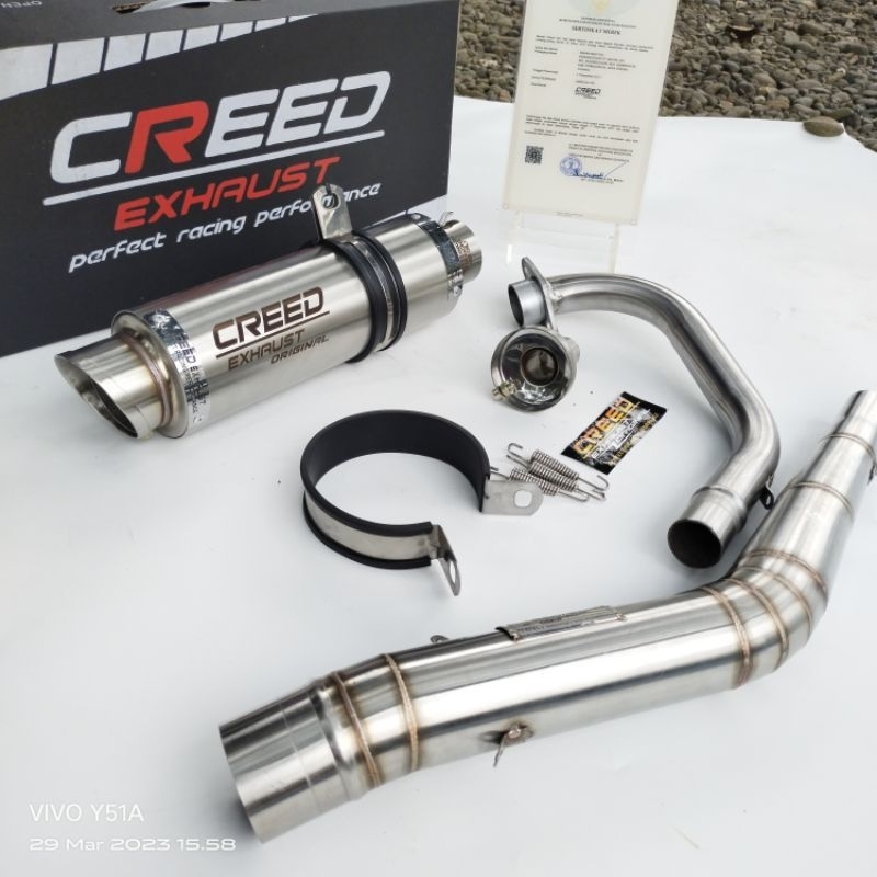 knalpot racing creed exhaust full system suara ngbass for Sonic 150R Satria Fu Vixion R15 Scorpio By