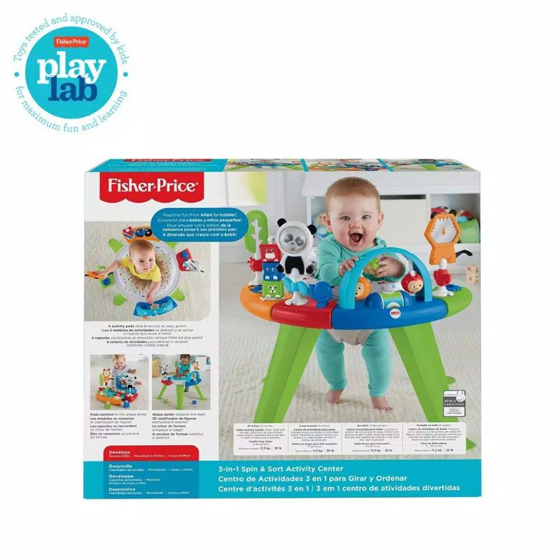 FISHER PRICE (FWY39) OPP SS ENTERTAINER 10 IN 1 / Fisher Price 3 in 1 Spin &amp; Sort Activity Center - mainan edukasi anak MAINAN KURSI / activity board / BELAJAR JALAN / MAINAN MOTORIK / MAINAN ACTIVITY