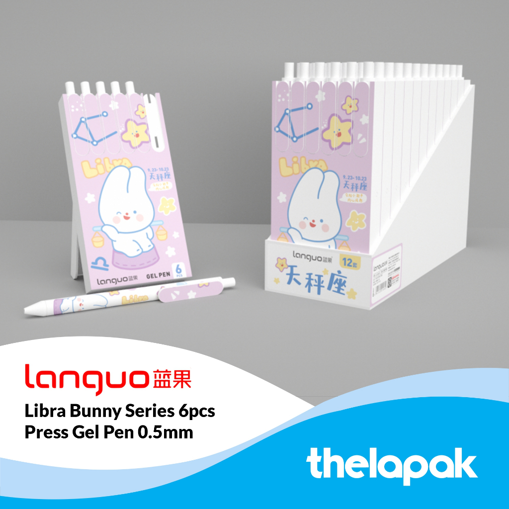 

Pulpen Gel 0.5mm Set 6pcs Languo Zodiac Bunny Libra Pen Tinta Hitam