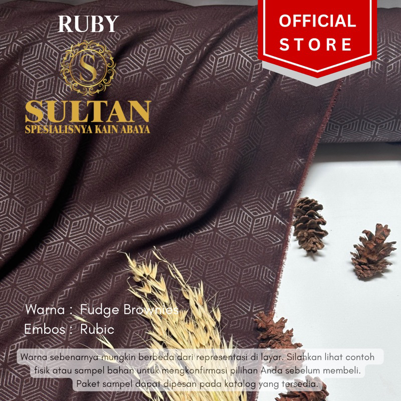 50CM EMBOS RUBIC RUBY FUDGE BROWNIES WOLLYCREPE KAIN ABAYA SULTAN