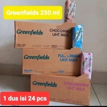 

Greenfields susu UHT ( 1 dus 24 pcs x 250ml ) rasa coklat / full cream / stroberi.