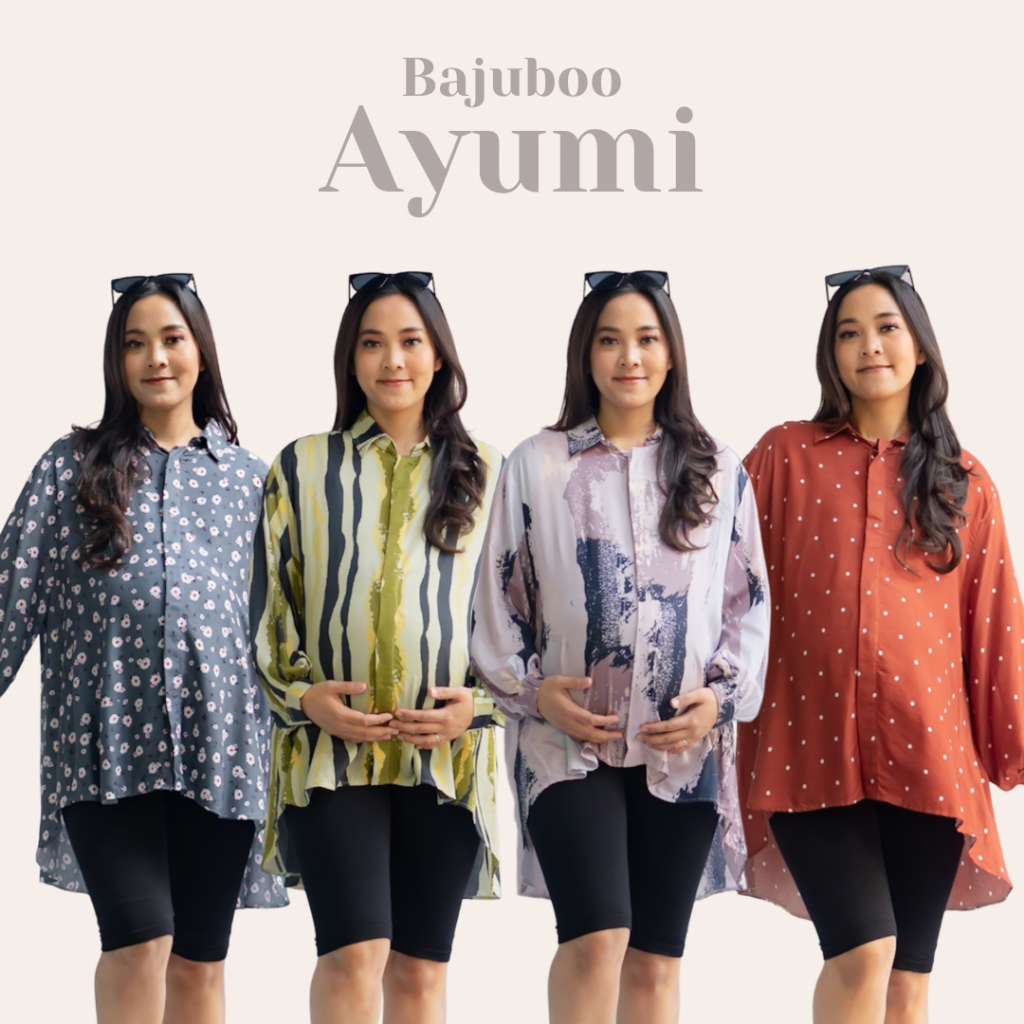 Bajuboo Ayumi - Kemeja Batwing Oversize Bumil &amp; Busui Friendly Rayon Lengan Panjang