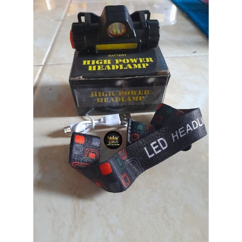 HEADLAMP COB RECHARGER SENTER KEPALA led 2in1 2 MODE