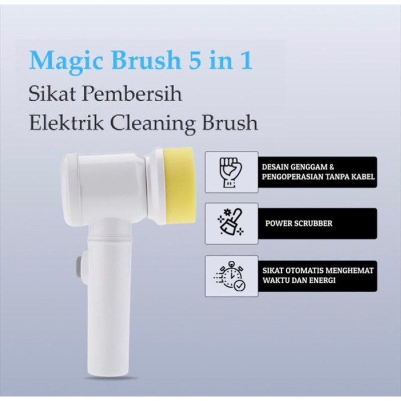 Mahic Brush Elektrik Cleaning 5in1 - Sikat Elektrik Rechargeable - Sikat Brush Clenaing 5in1 -