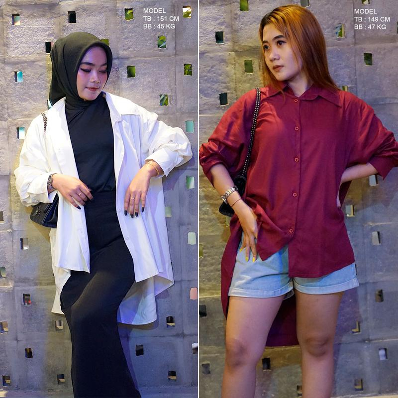 ZOWI Kemeja Wanita Oversize Rayon Twill Polos Jumbo Premium