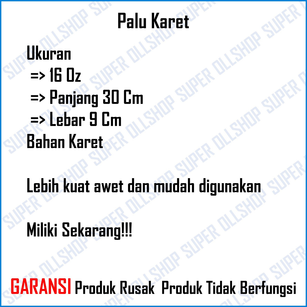 Palu Karet Keramik Granit 16 Oz Besar / Martil Rubber Hammer Wooden Handle Murah