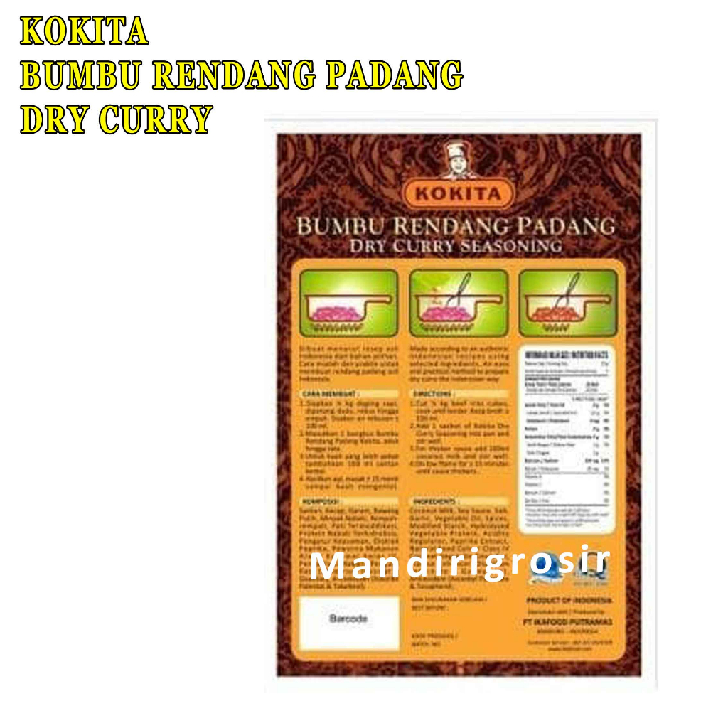 Bumbu Rendang Padang* Kokita* Dry curry* 60gr