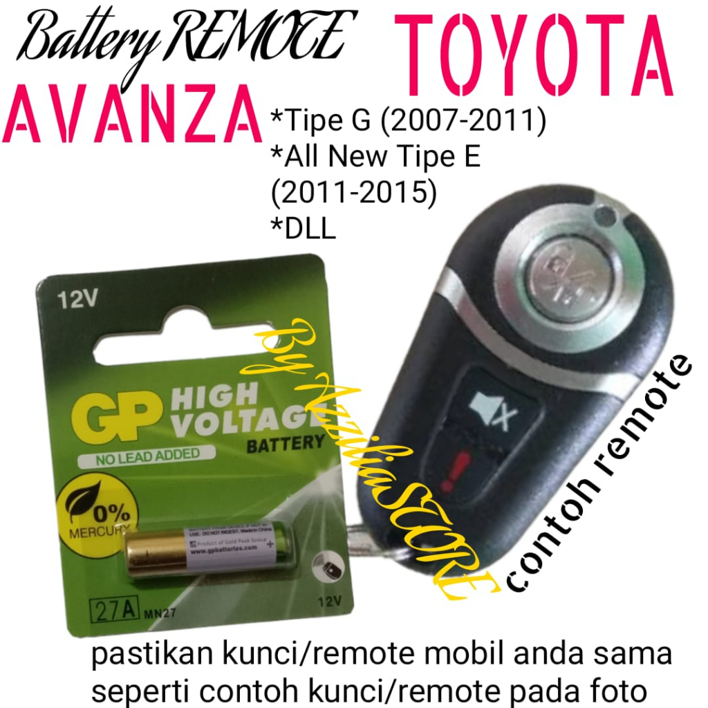 Battery Baterai Batrai Batere Batre Untuk Remote Remot Kunci Mobil Toyota Avanza tipe E G 2007 2008 
