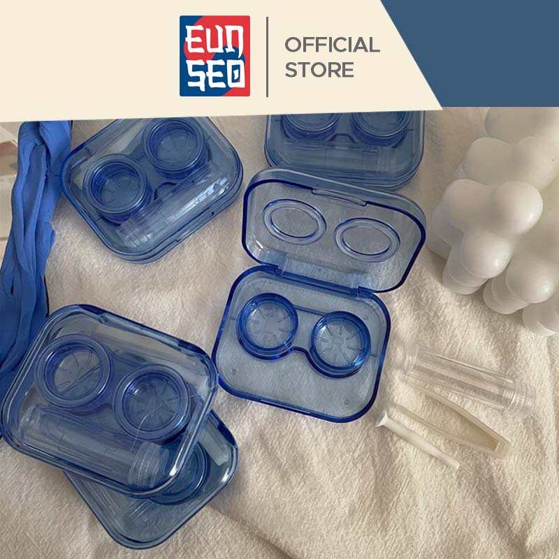 EUNSEO Kotak Softlens Transparan Premium Case Softlens Bening + Jepitan + Botol Import Korea