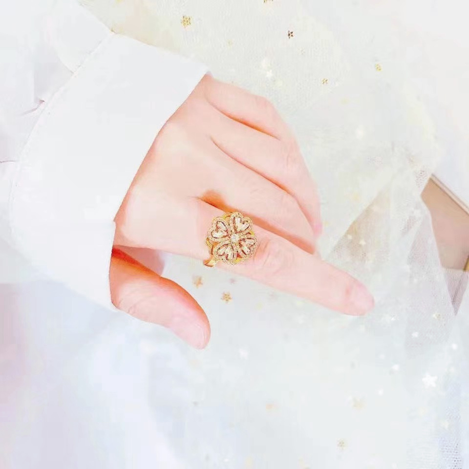 AZ267 [COD✔] Cincin Model Terbuka Aksen Bunga Berputar Gaya Korea Untuk Wanita Anti Luntur