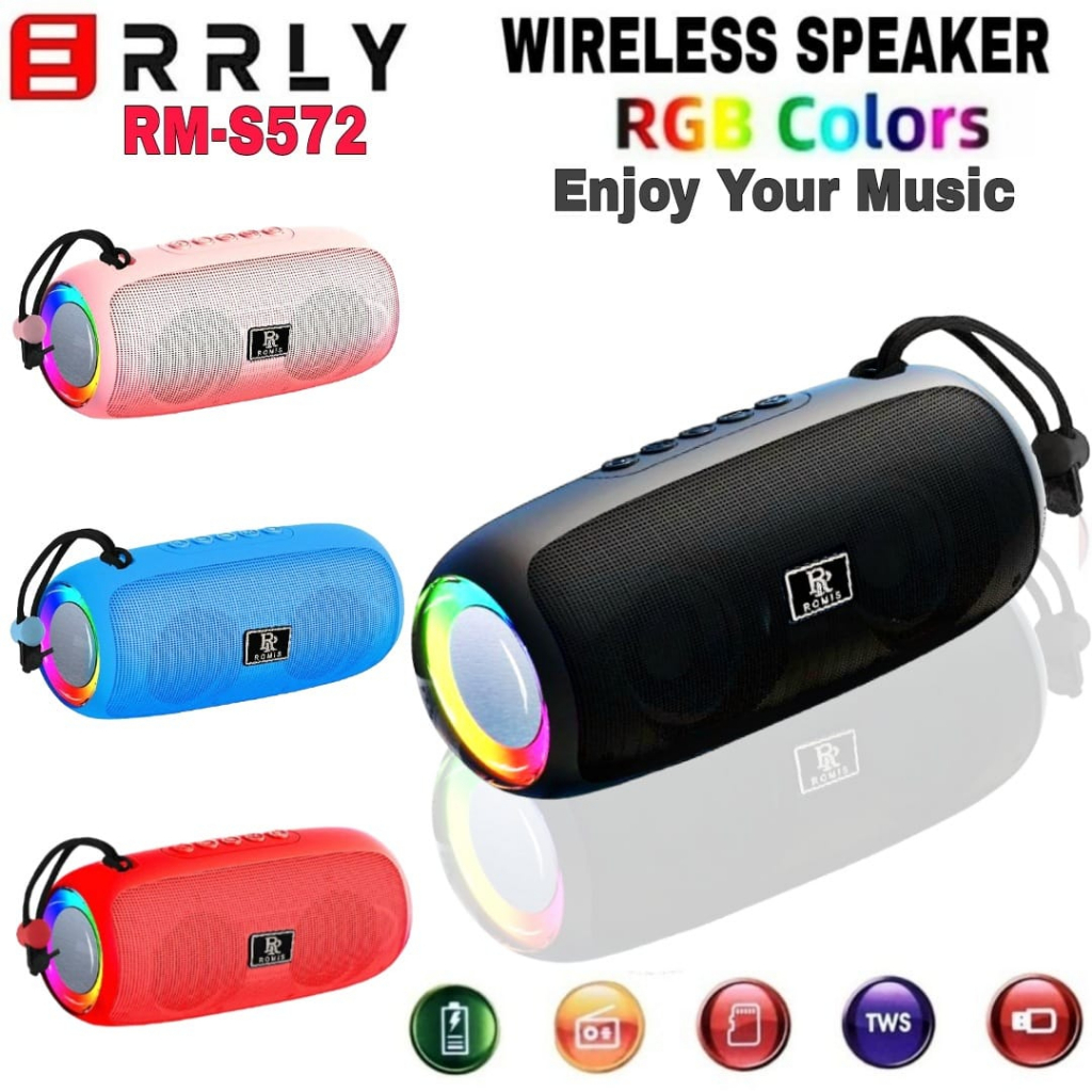 Speaker Bluetooth ERRLY RM-S572 Portable Wireless Speker S572 LIGHT LED RGB