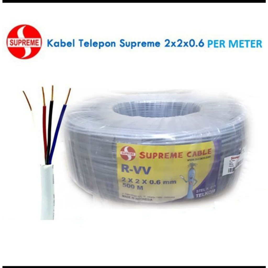 Kabel Telepon Supreme isi 4 ITC 2x2x0.6 / Kabel Telpon Isi 4 PER METER