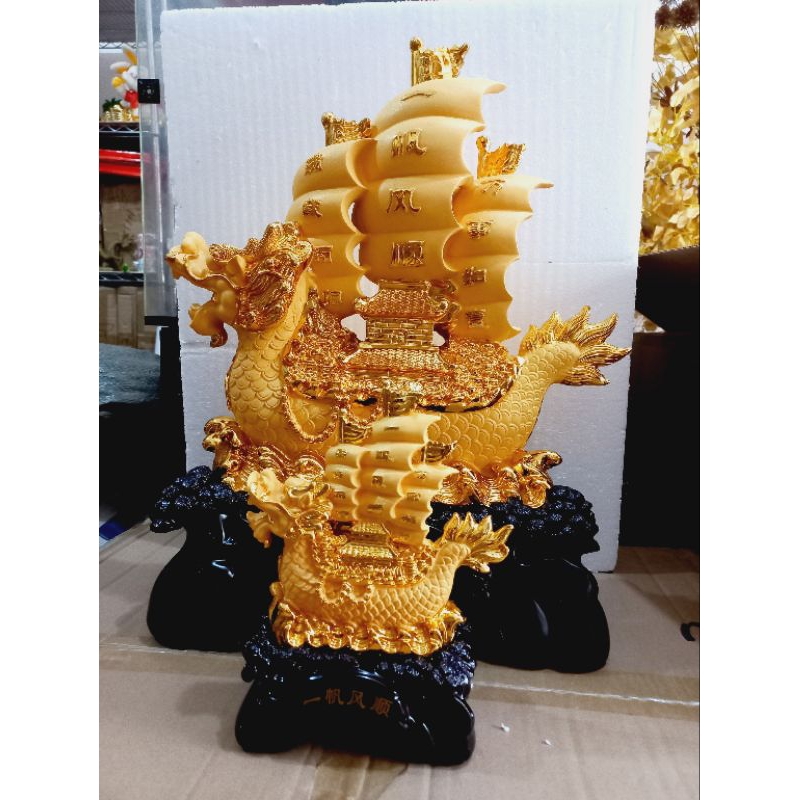 Pajangan Kapal Naga Resin / Patung Fiber Kapal Naga / Figurine Naga