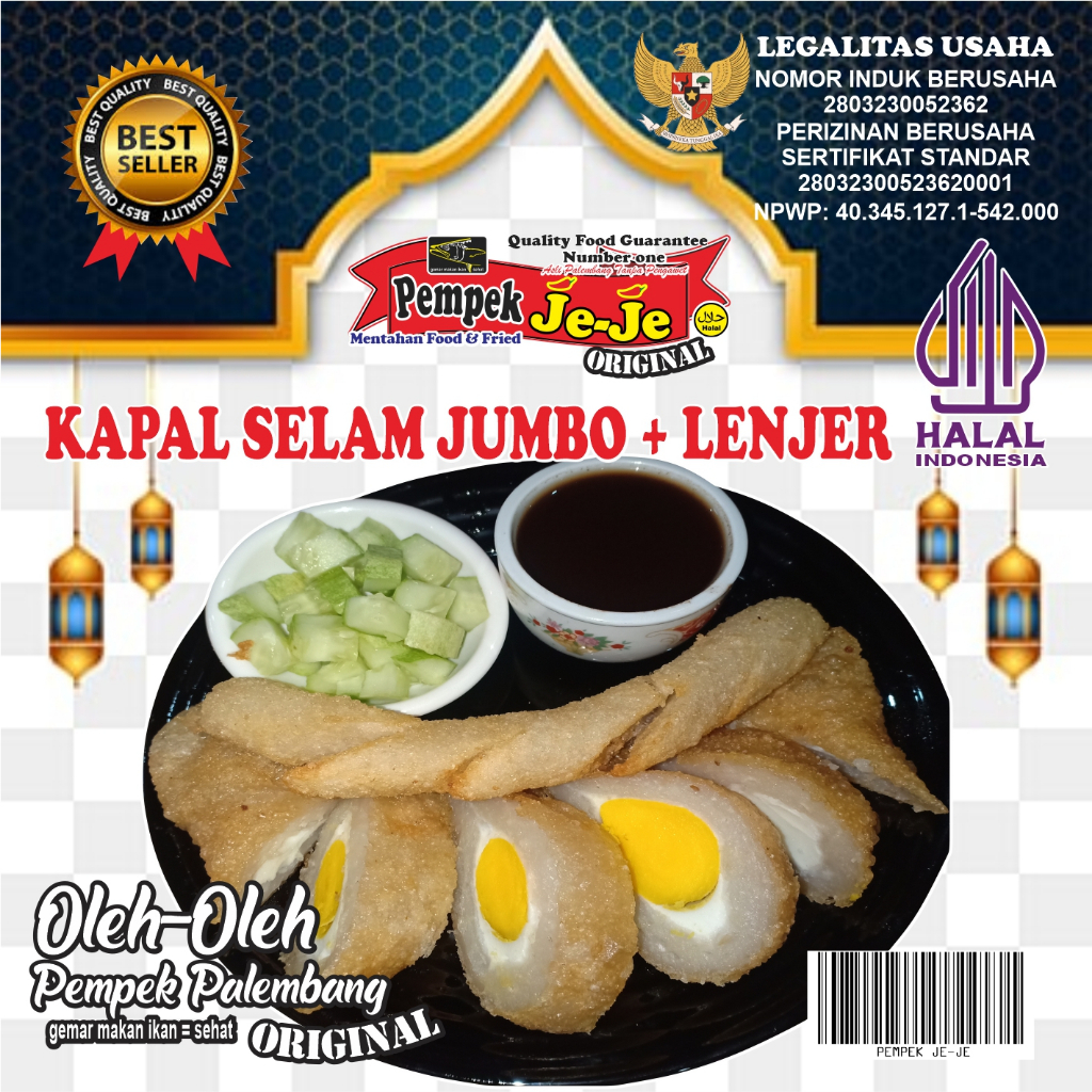 

PEMPEK 1 KAPAL SELAM JUMBO + 1 LENJER, KUAH MANIS