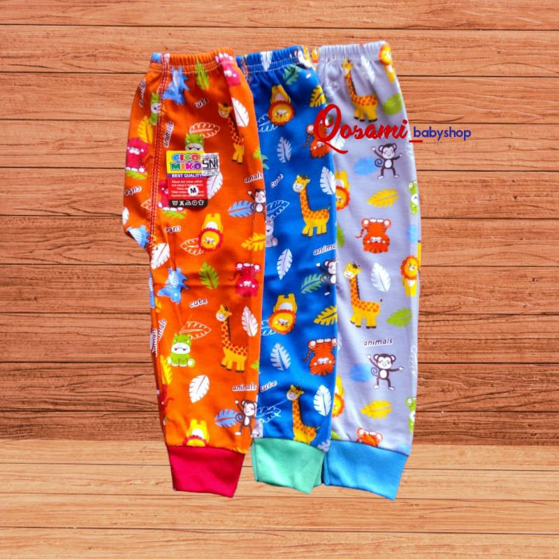 CIKO MIKO 3 pcs Celana Panjang Bayi Motif Uk S, M, L, XL SNI