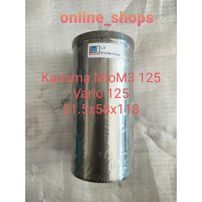 Cylinder liner foring boring karisma vario 125 mio m3 125 4t 2t lubang 51.5 luar 58 panjang 118 mm L