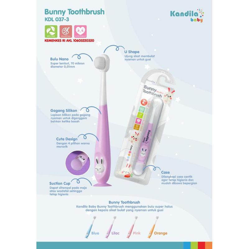 Kandila Tooth Brush Baby Kids Sikat GIGI Bayi Anak Belajar Training Case BOX simpan Traveling Bulu Halus U Shape Rotari 360 Silikon Anti Bakteri