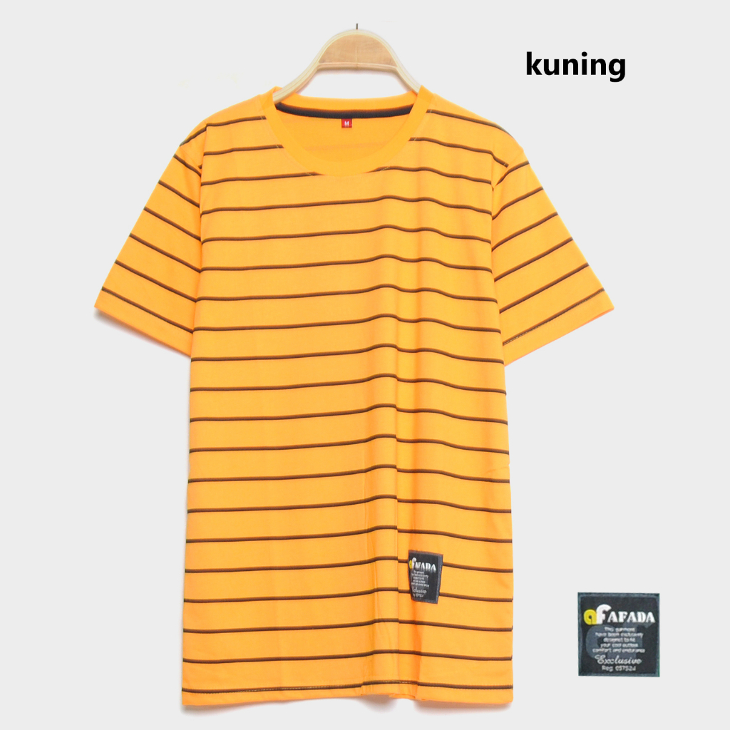 Kaospolos - Kaos oblong stripe belang belang | atasan baju kaos garis garis lengan pendek unisex t shirt M L XL