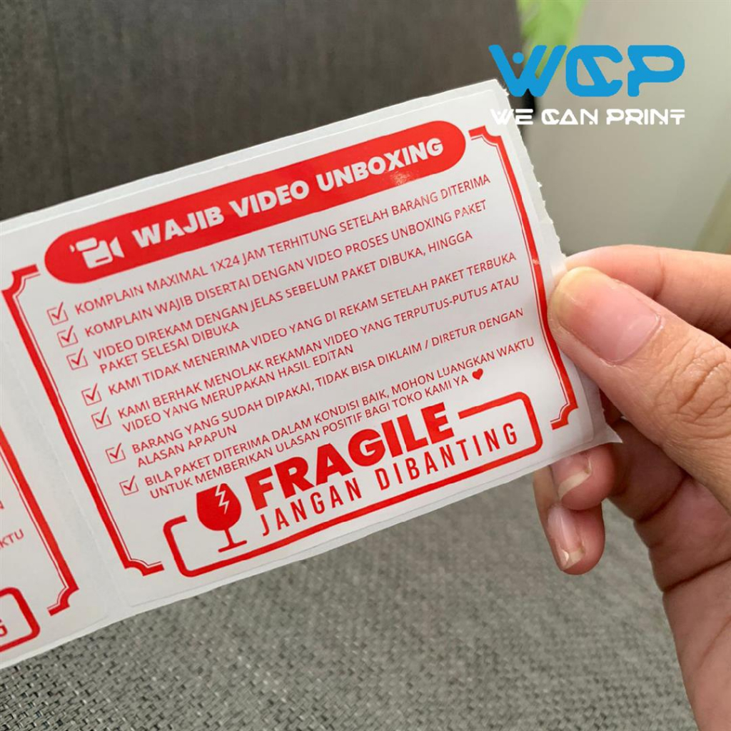 

HJK Label Sticker FRAGILE 80x60 Wajib Video Unboxing Stiker Jangan Dibanting 80 x 60 mm