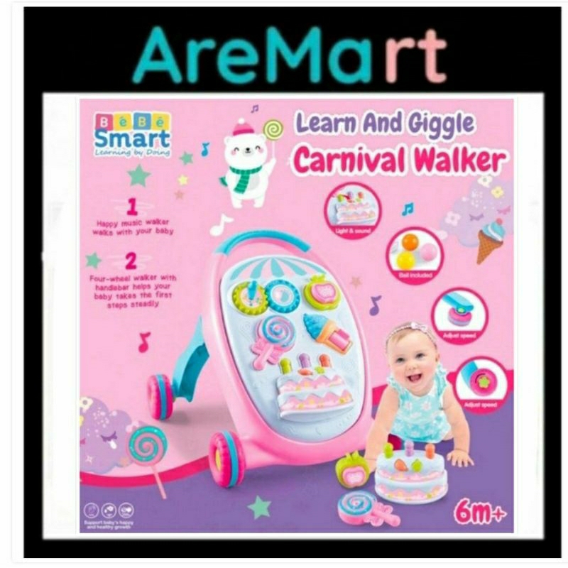 BEBE SMART Learn and Giggle Carnival Walker BEBE SMART Push Walker Baby Walker Aremart