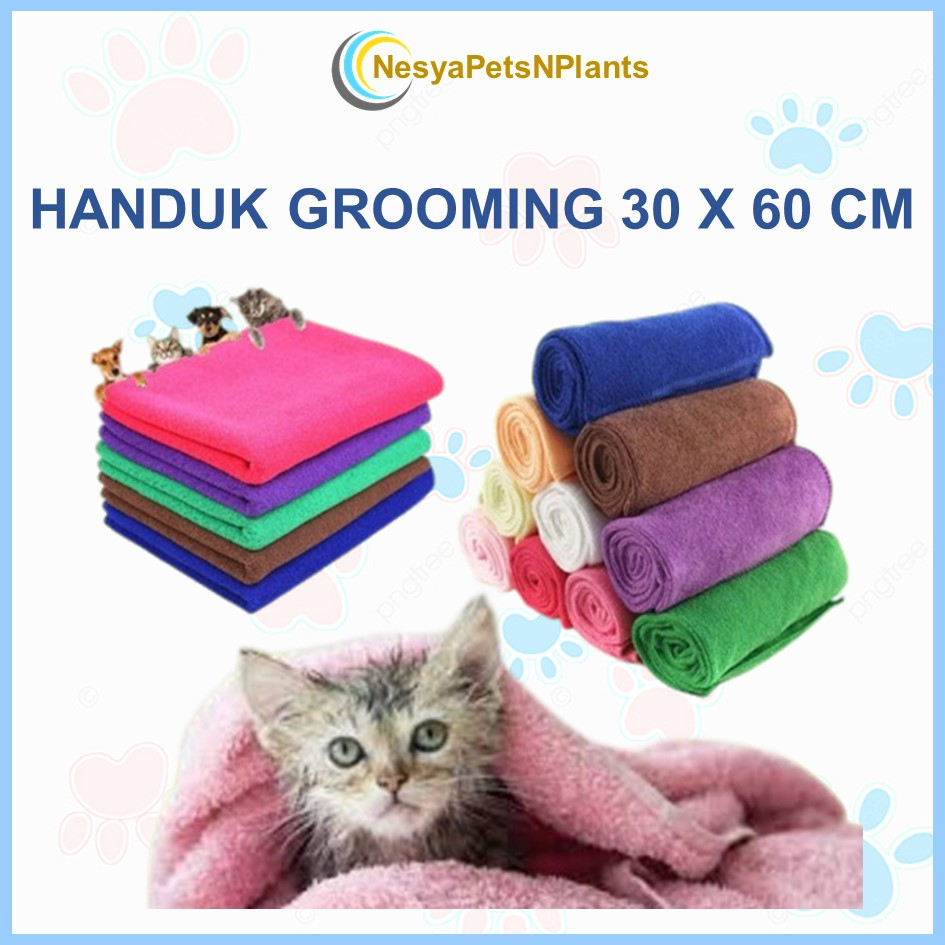 Handuk Kucing Ajing Handuk Microfiber 30x60cm Handuk Grooming Kucing Anjing Pet Towel