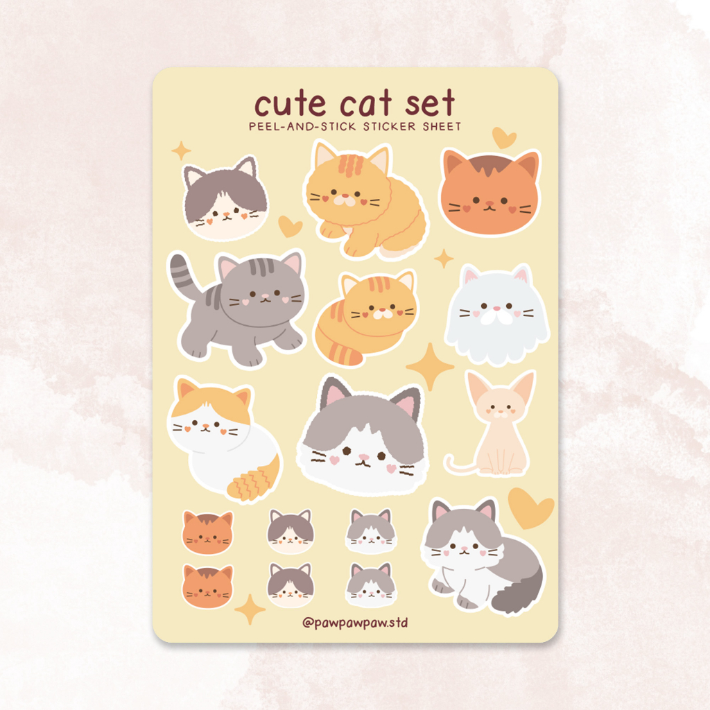 

Sticker Sheet Cute Cat Planner Stickers ~ Kawaii Cat Stickers 3