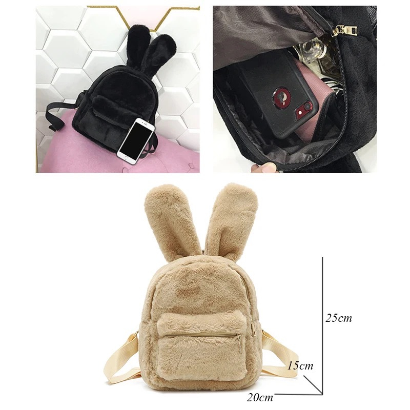 PROMO SALE 10.10 - TAS RANSEL BULU - RANSEL BULU IMPORT KOREA TAS WANITA LUCU BUNNY BULR FURBEAUTY BISA COD