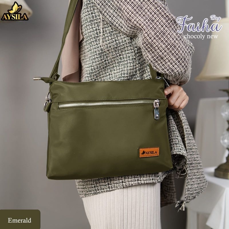 TAS SELEMPANG FAIHA BAG BY AYSILA BAHAN CHOCOLY ANTI AIR PREMIUM TAS LOKAL BERKUALITAS