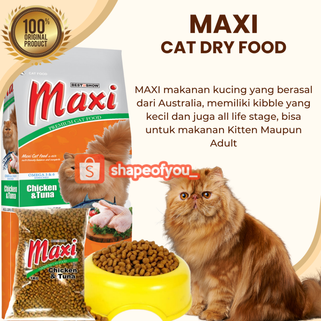 Maxi Cat Dry Food Makanan Kering Kucing Repack Maxy Kitten Adult