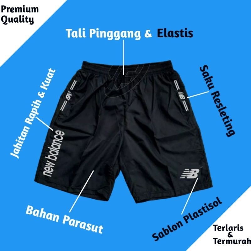 Celana Pendek Parasut Olahraga Saku Resleting Pria Wanita Running Gym Sport Kolor Volly Futsal Bulu Tangkis Jogging Bahan Berkulitas-3