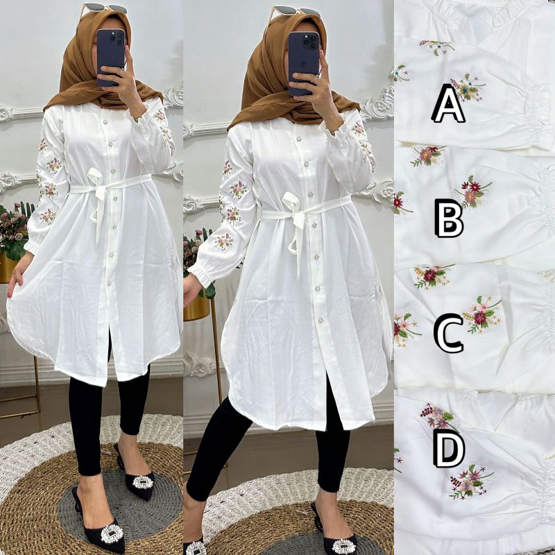 Tunik bordir serian putih
